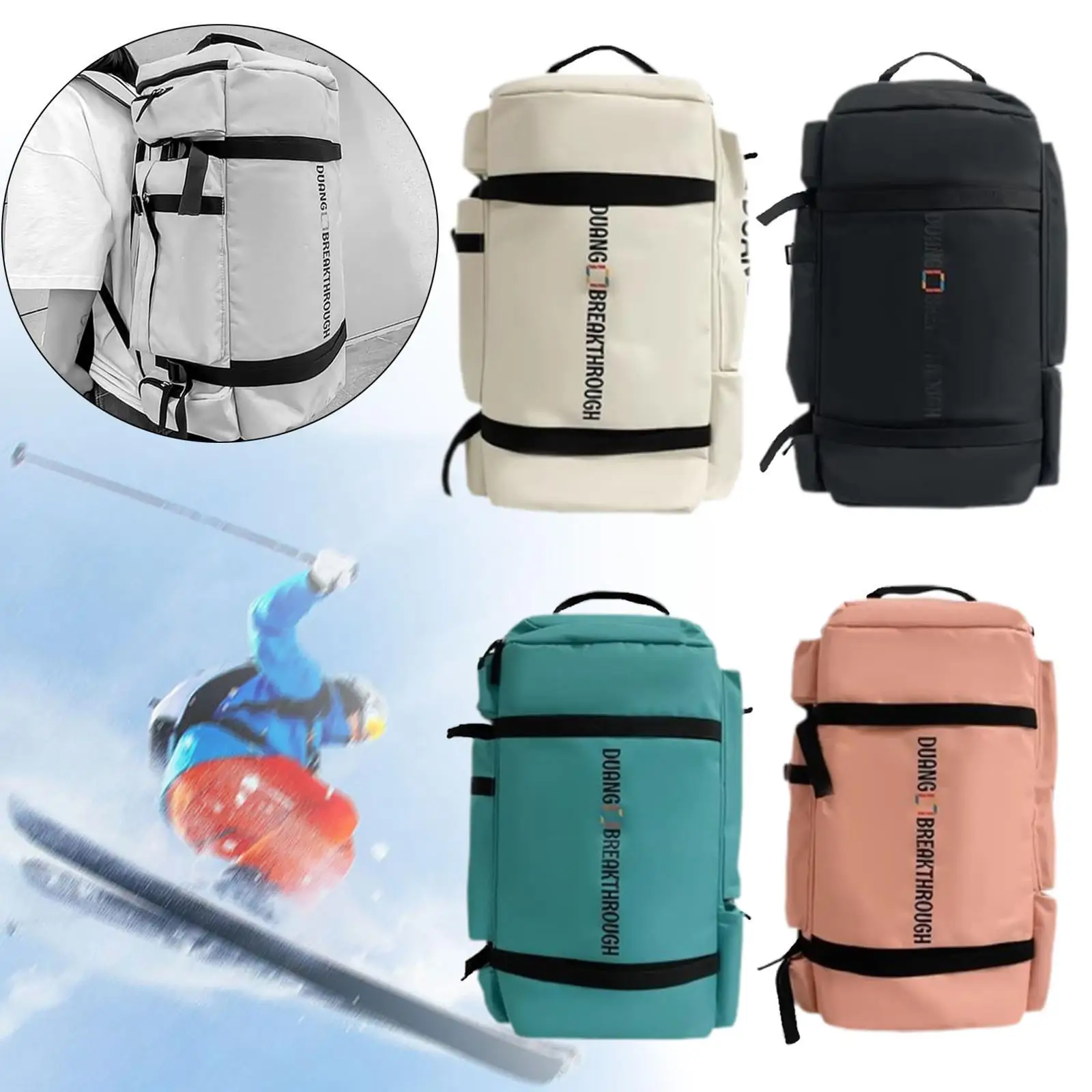 

Ski Boot Bag Men Women Adjustable Shoulder Strap Multiuse Portable Ski Backpack for Yoga Swimming Camping Cycling Outdoor Sports