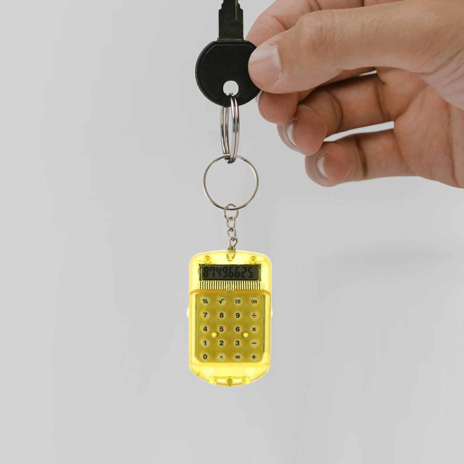 3 pçs calculadora minúsculo chaveiro amarelo estudantes portátil calculadora chaveiro digital lcd matemática aritmética escritório