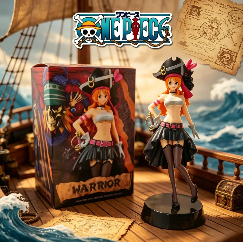 Figura de Acción de Anime One Piece Nami con Ropa Negra de 19.5CM, Edición 2026, Figura Coleccionable de PVC del Película ONE PIECE FILM RED, Juguete de Regalo