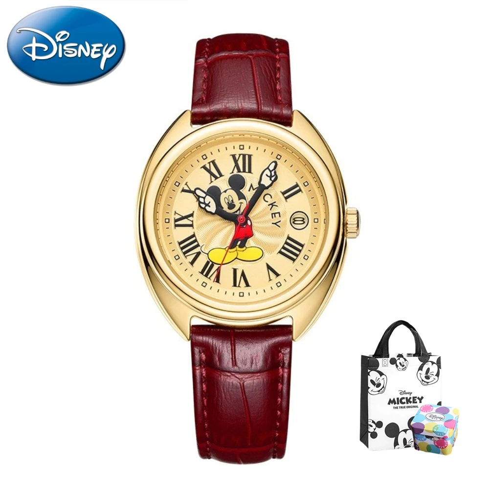 

Disney Gift With Box Mickey Mouse Watch Luminous Junior High School Student Male Quartz Boy Clock Relogio Feminino