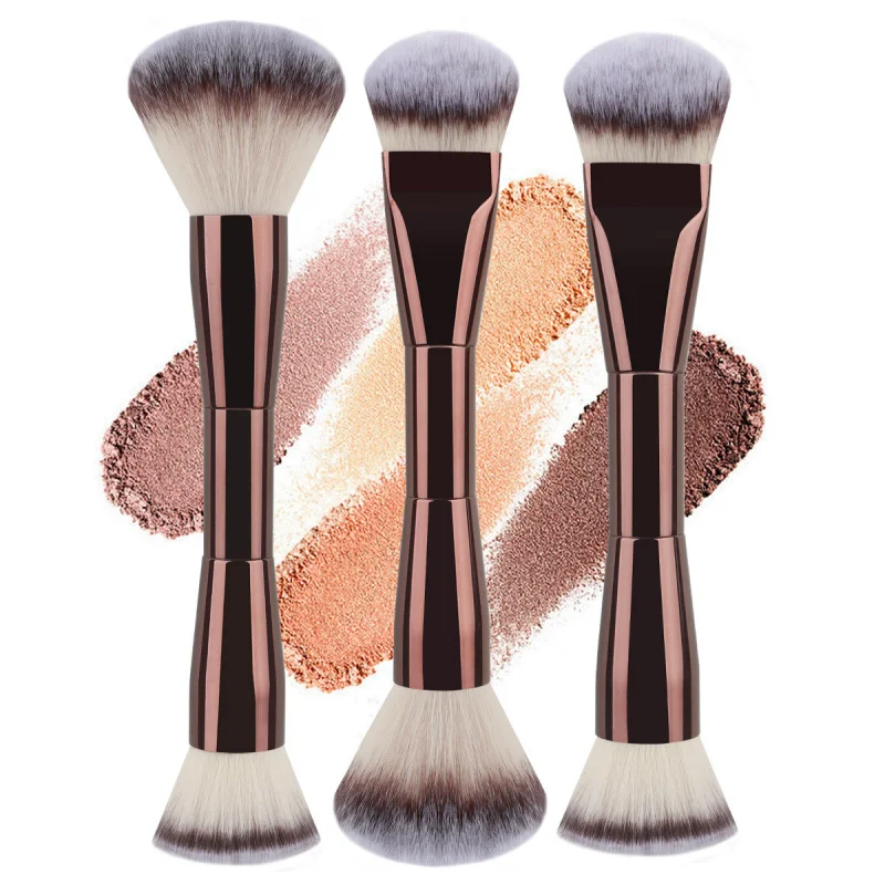 New Dual Foundation Brush Loose Powder Brush Contour Brush Soft Dual All-Aluminum Tube Makeup Brush Beauty