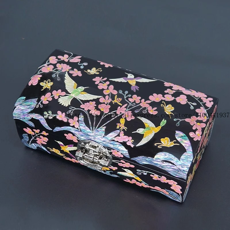Handmade Mother-of-Pearl Lacquer Jewelry Box Ring Watch Bracelet Organizer Traditional Chinese Craftsmanship Luxury Storage Case