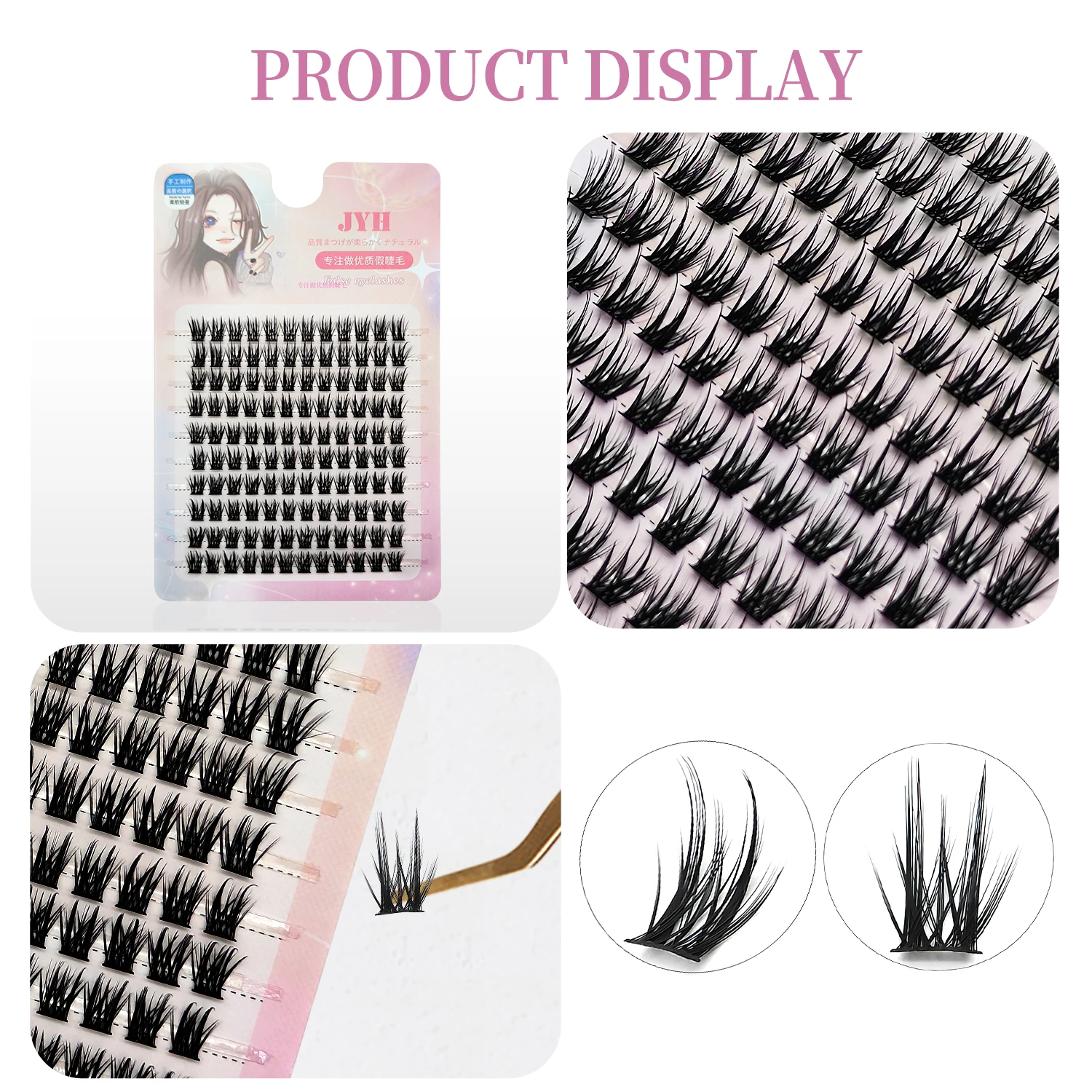 ADIYA Soft and Natural Easy to Operate Eyelashes Segmented Eyelash Extensions DIY Cluster False Individual Lash Makeup Tools