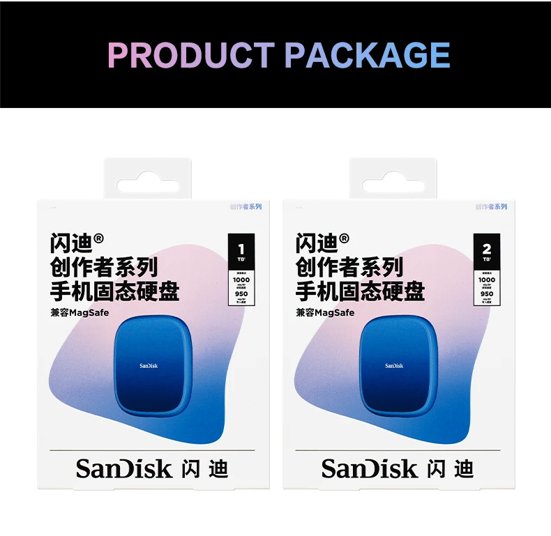 Original SanDisk Creator Phone SSD E62C 1TB 2TB MagSafe USB 3.2 Gen2 Typ-C Bis zu 1000MB/s Externe SSD für iPhone 15 16 17 PC – Detail 14
