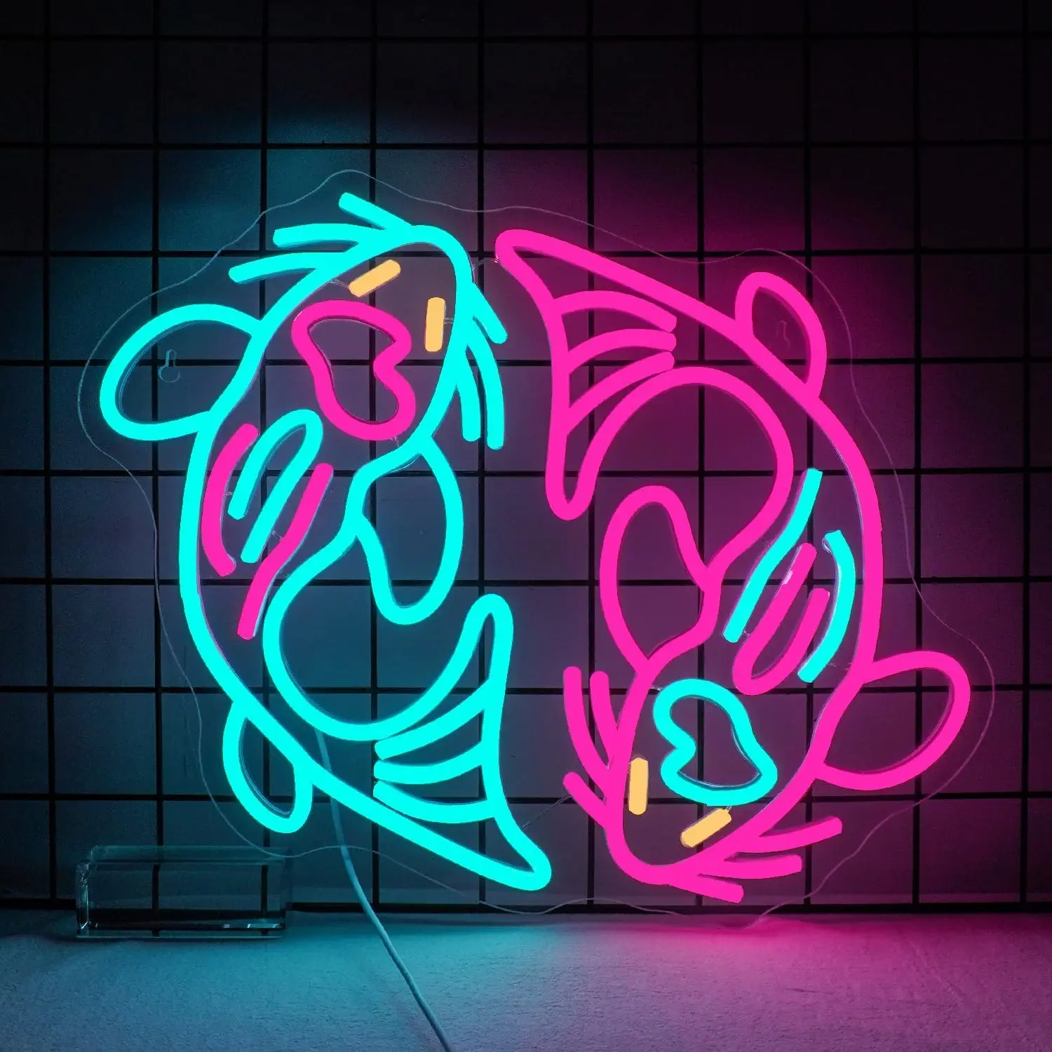 USB Neon Sign Koi Fish Double Japanese LED Neon Light Bedroom Living Room Bar Sushi Restaurant Wall Decor Birthday Gift