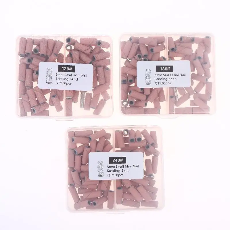 80pcs/Pack 120-#240 Mini Nail Sanding Bands Electric Machine Nail Drill Bits Acrylic Polish Remover Files Nails Accessories
