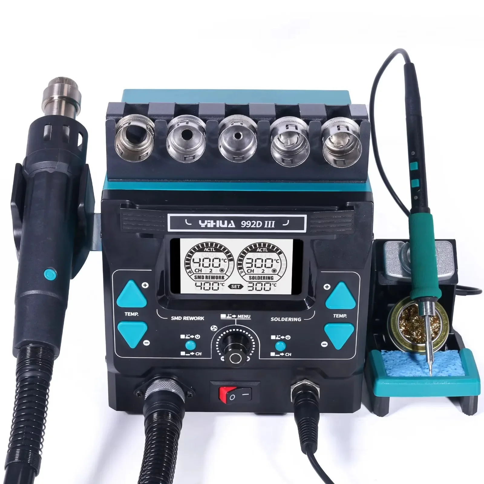 TLF YIHUA992D-III 1000W High Power Rework Soldering Iron Kit With C245 C210 Compatible 2 in 1 Precision Soldering Station