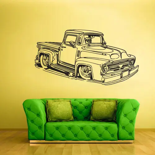 Hot Rod Car Auto Automobile Retro Old Muscule  Wall Sticker Kids Decal Mural Girl Boy Room Decor Removable