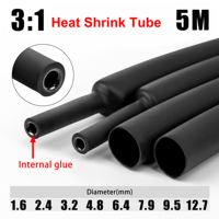 5M 3:1 Heat Shrink Tube With Glue Inside Diameter 1.6/2.4/3.2/4.8/6.4/7.9/9.5/12.7mm Adhesive Lined Sleeve Wrap