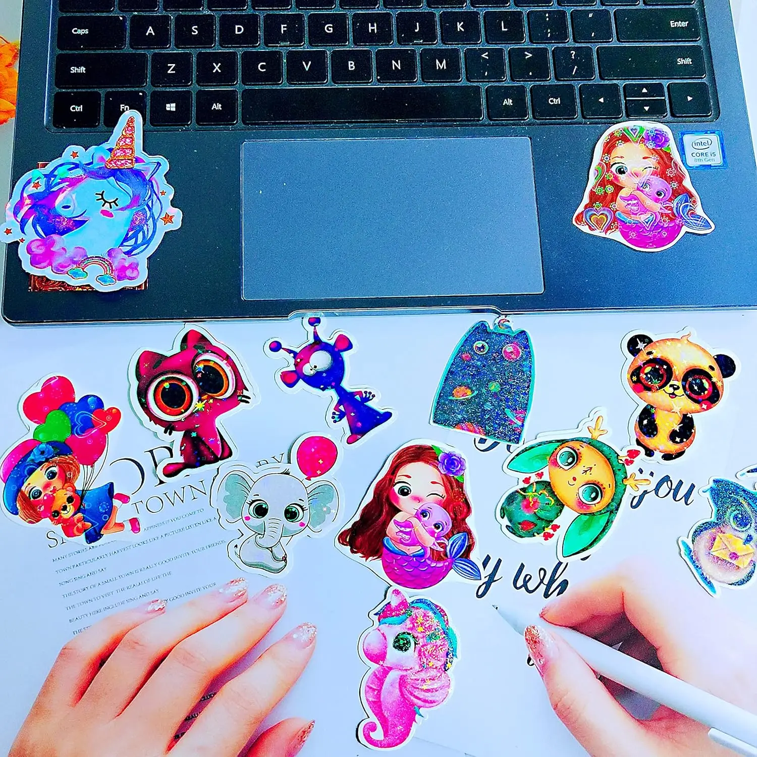 50 Sheets Holographic Cold Lamination Film 4.1x2.9 Inch Clear Overlay Waterproof star Lamination Sticker Self-Adhesive paper