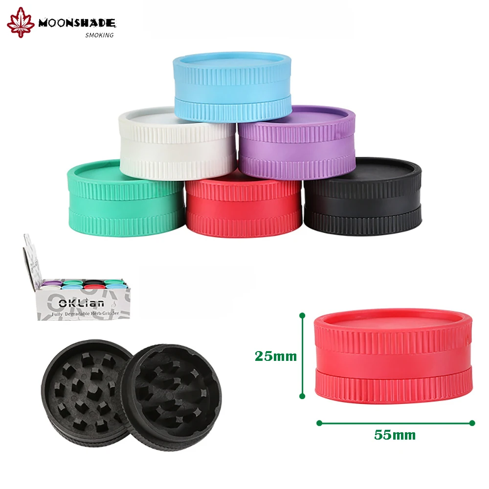 MOONSHADE Degradable Plastic Tobacco Grinder Articles 2-Layers Manual Grass Dry Herb Crusher Shredder for Smoking Accessories