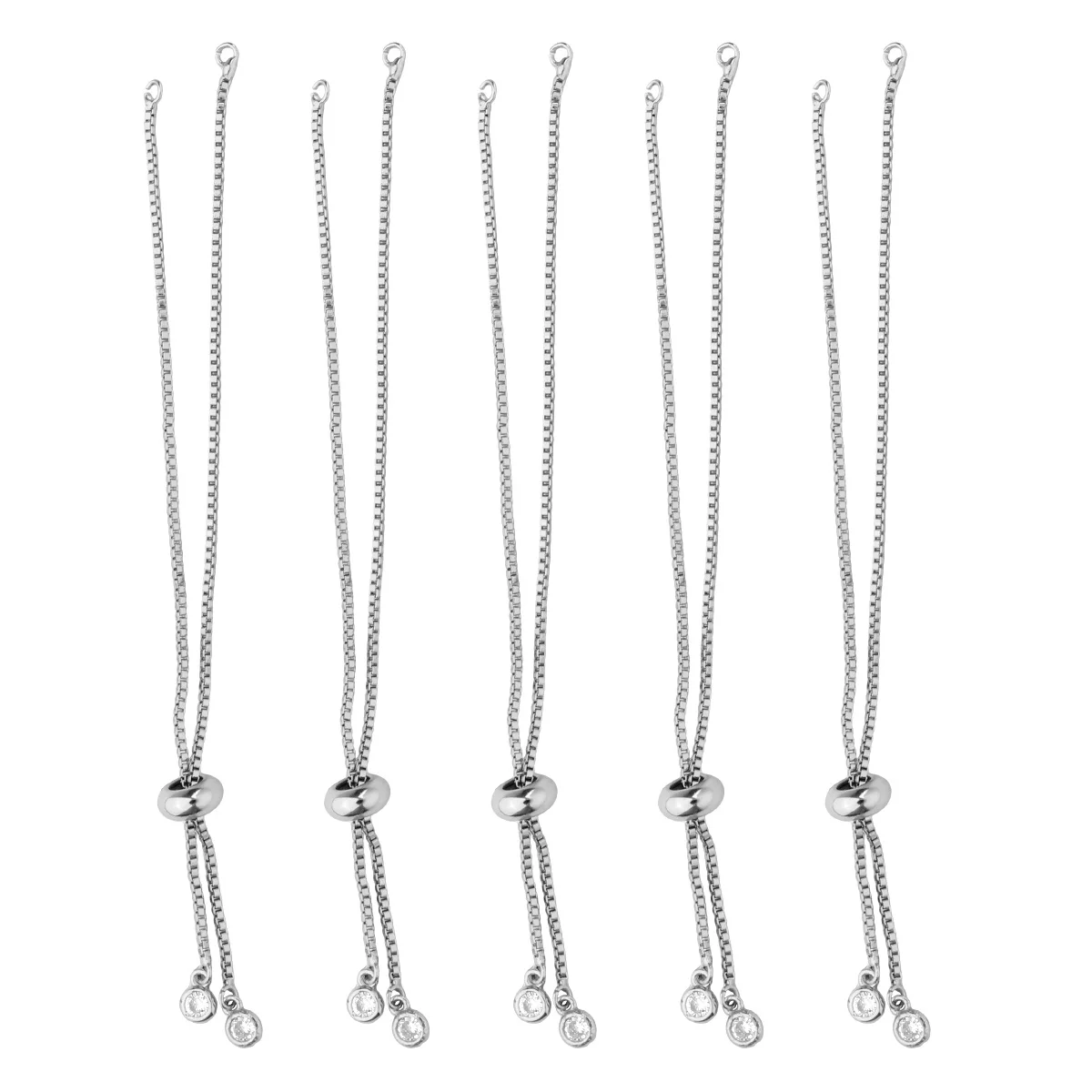 

5Pcs Adjustable Copper Bracelets Semi-Finished DIY Charm Bracelets Making Kit Slider Stopper Wrist Fit Chain Making Set