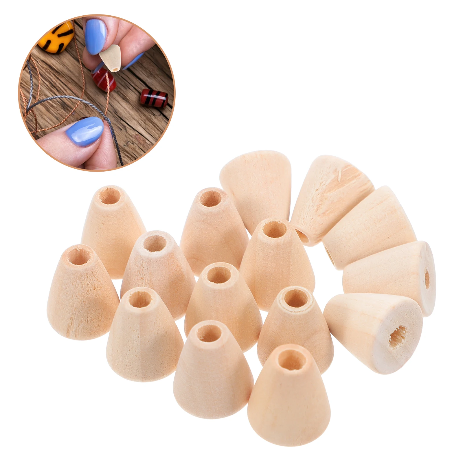 

100 Pcs Beaded Toys Cone Shape Beads DIY Kit Jewelry for Kids Wooden Bracelet Making