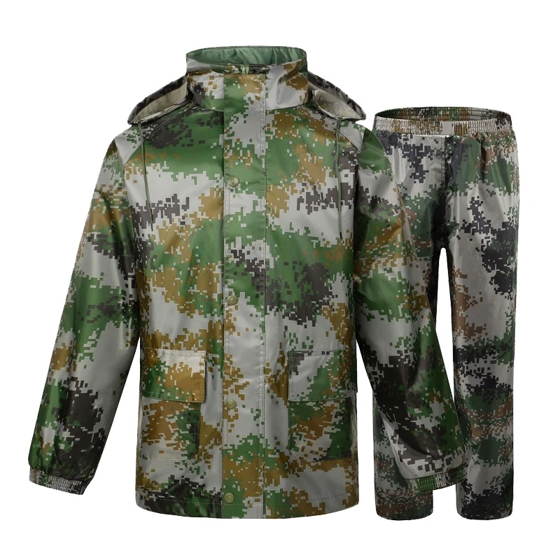 Camouflage Raincoat Separates Men Motorcycle Raincoat Impermeable Camo Split Rain Jacket Men Rain Pants Detachable Rain Jacke