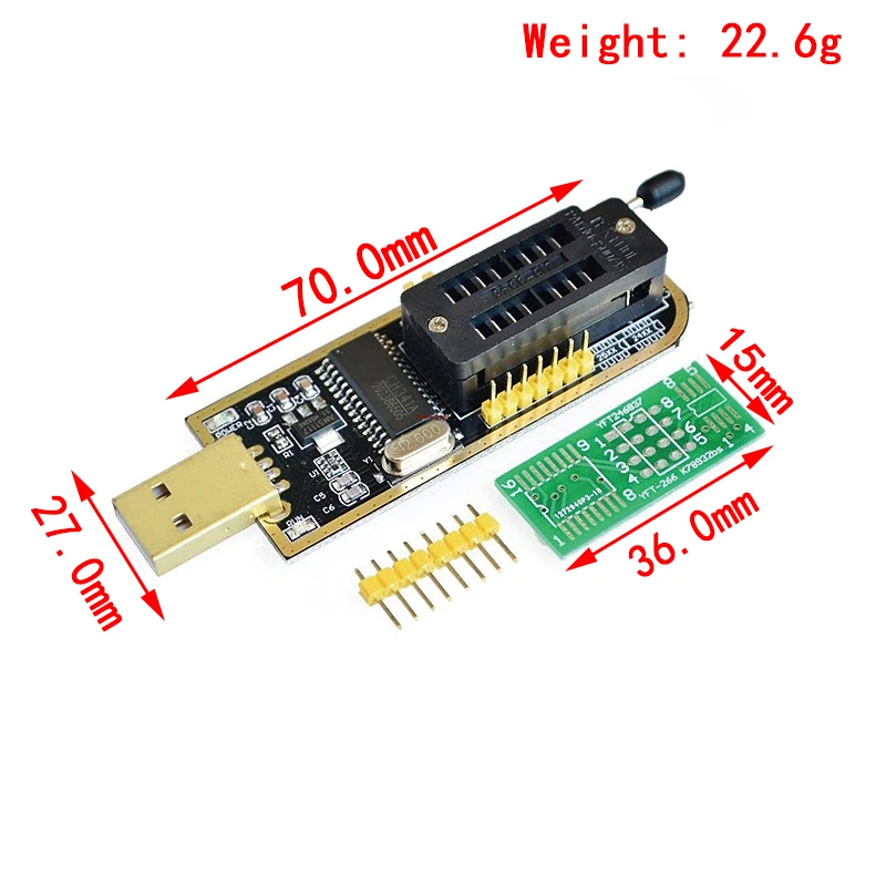 CH341A XTW100 24 25 Seria EEPROM Flash BIOS CH341 Moduł programatora USB + klips testowy SOIC8 SOP8 do EEPROM 93CXX / 25CXX / 24CXX — zdjęcie produktu 2