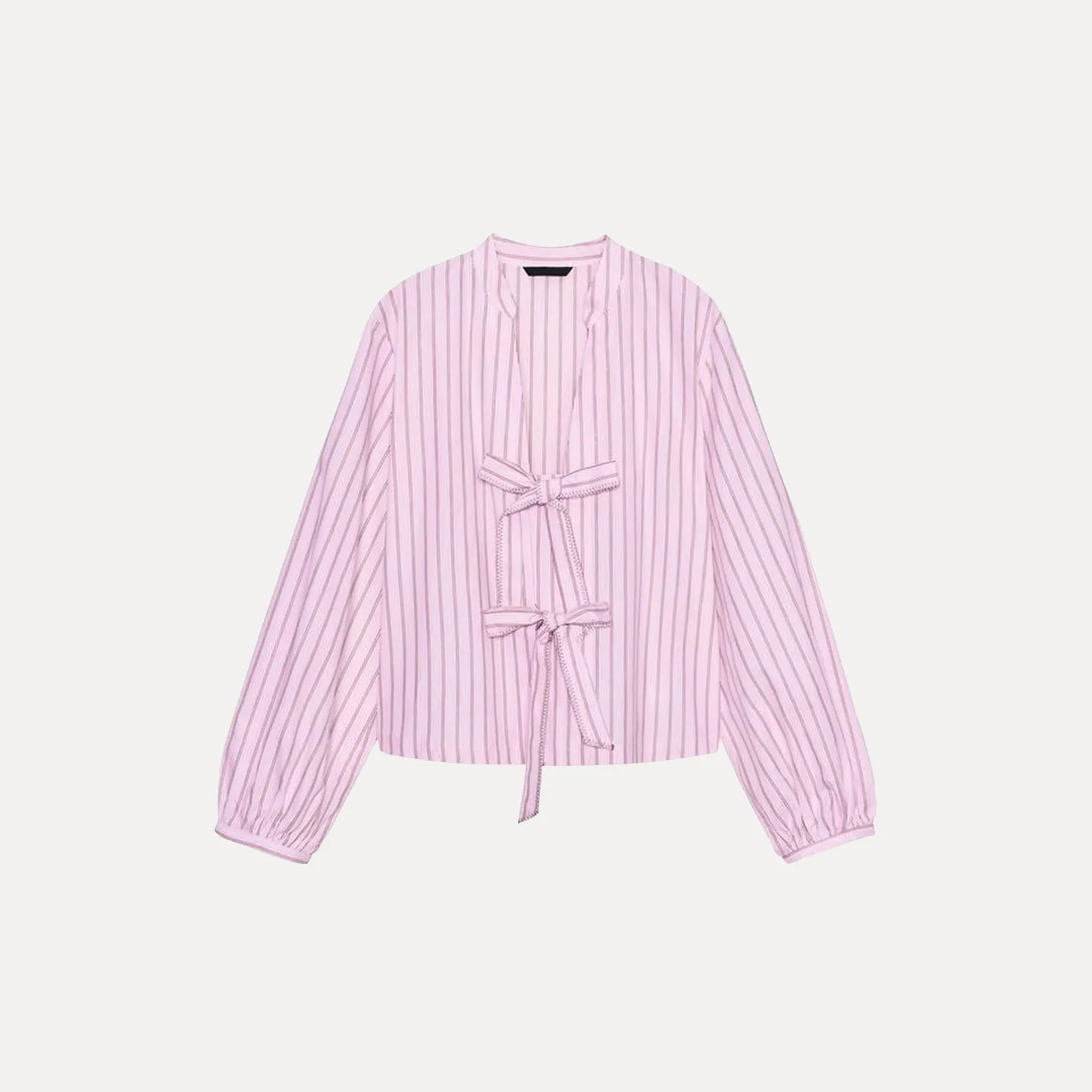 Femmes longues Sve rayé irt avec noeud décorations automne 2025 nouveauté Z européen Sle Faion