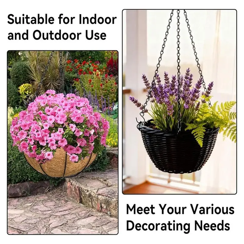 B23B Adjustable 4-Pack 24-Inch For Hanging Basket Chain With Hooks, Metal Planter Flower Pot Chain For Outdoor For Hanging Plant