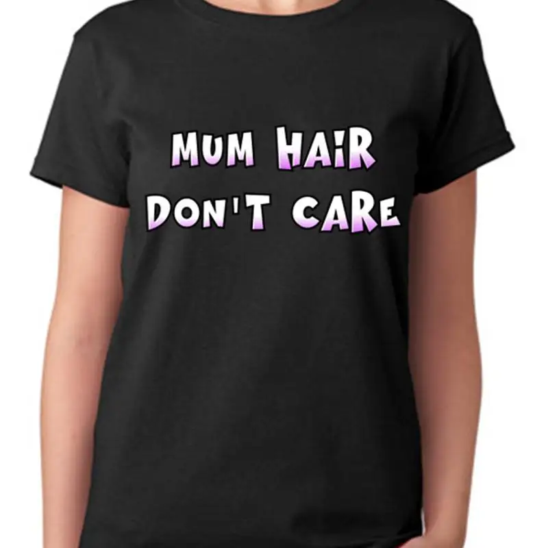 Camiseta feminina Bad Hair Day Mum Don't Care