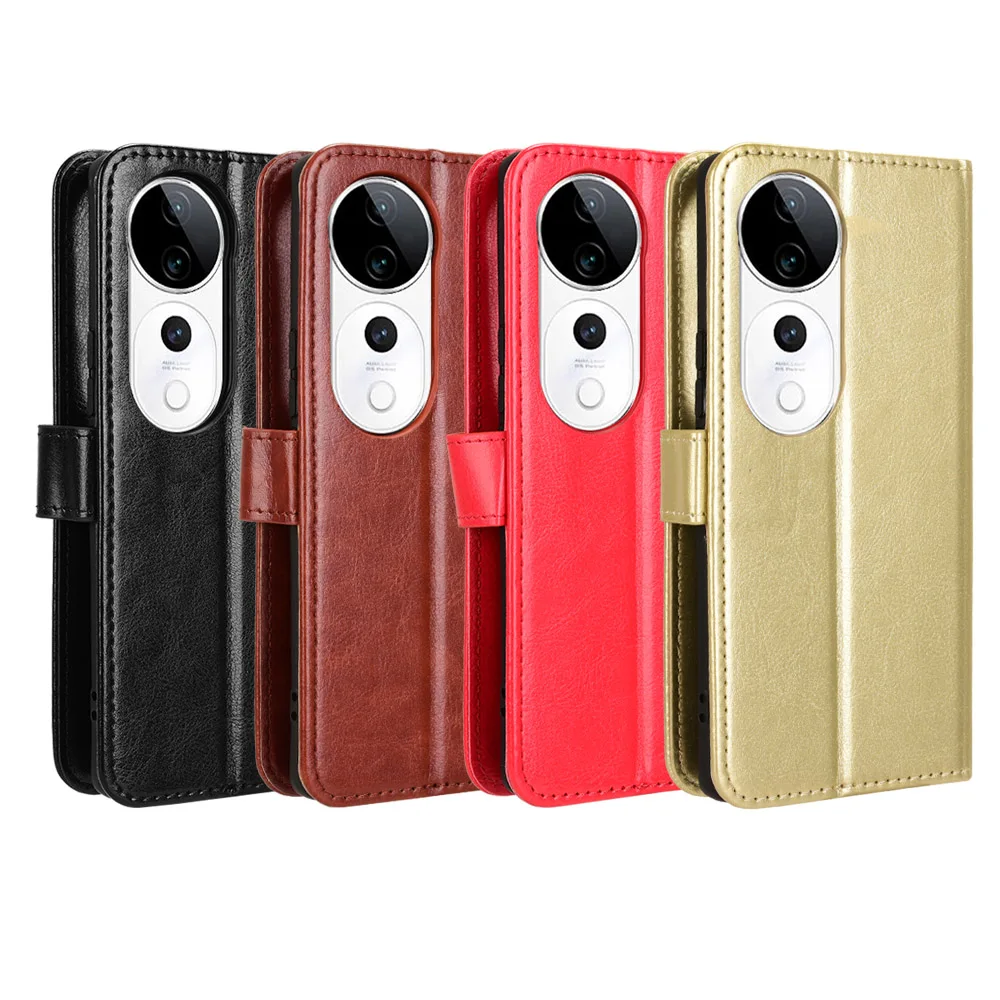 For Vivo V40 Luxury Leather Flip Wallet Phone Case For Vivo V40 V 40 5G Case Stand Function Card Holder