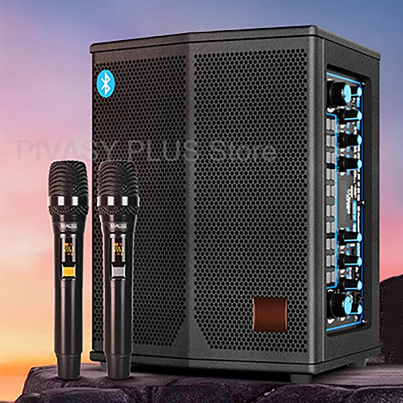 

5,2 Bluetooth-динамик 200 Вт, пиковая звуковая коробка, 8 Ом, портативный динамик, UHF-микрофон, аудио для уличного караоке, вечеринки, дома, КТВ, кемпинга