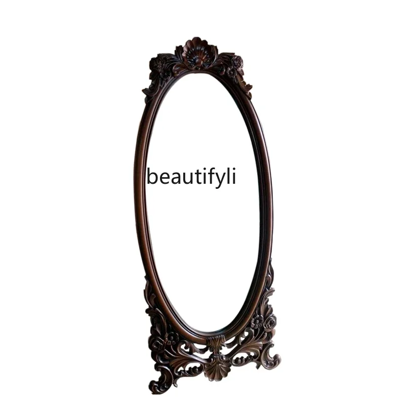 

yh French retro special-shaped full-length mirror entrance living room floor-standing fitting mirror American style