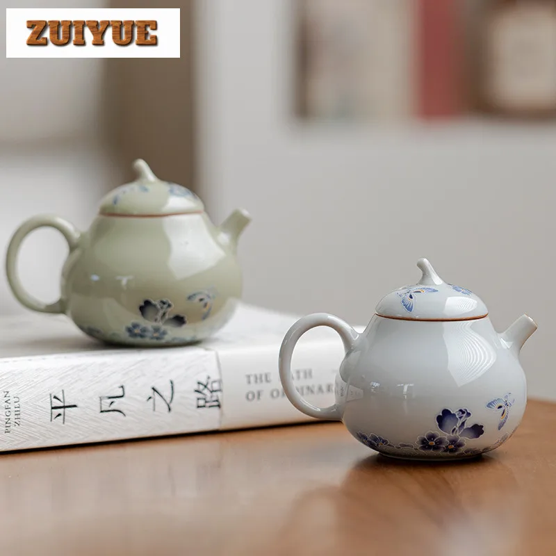 

130 мл ручная роспись танцующая бабочка баклажан чайник элегантный чайник для заварки чая чайник с шариковым отверстием чайные украшения ча