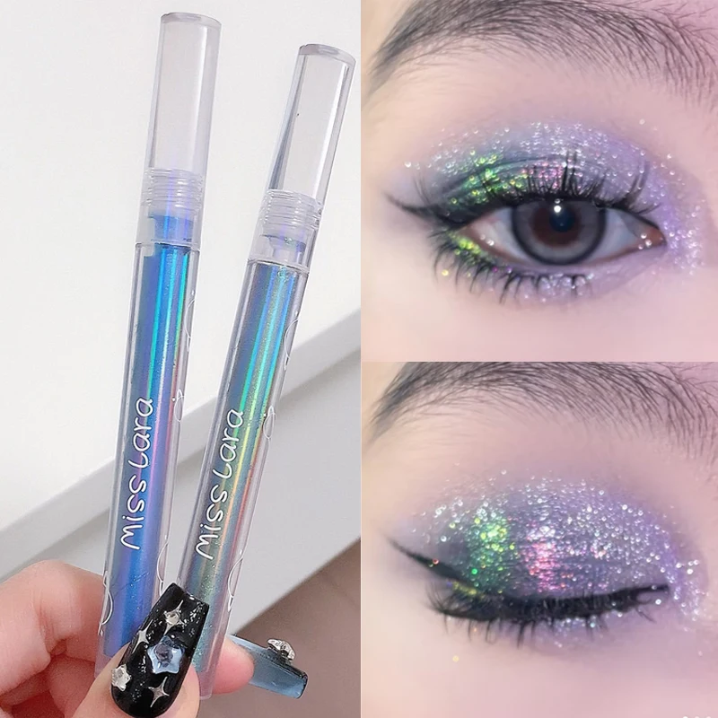 Aurora Pink Green Purple Eyeshadow Waterproof Chrome Liquid Eyeshadow Highlighter Lasting Glitter Sequins Lying Silkworm Makeup