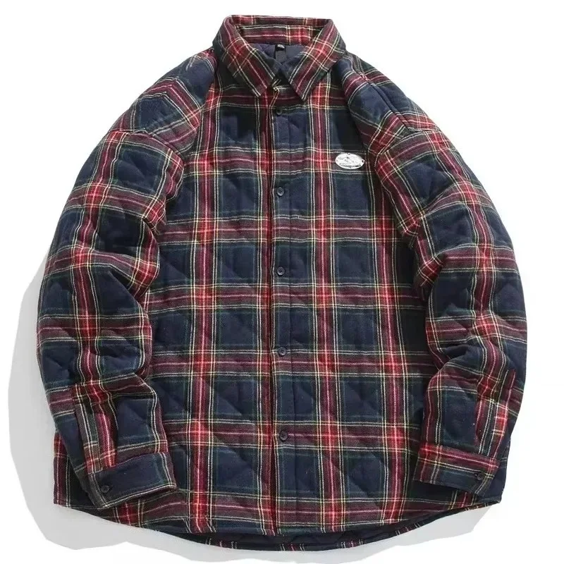 Утолщенная клетчатая хлопковая куртка для мужчин