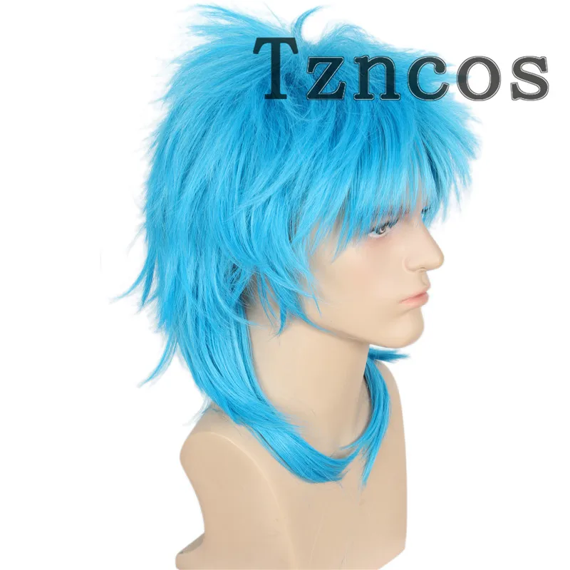 Tzncos Sally Dark Bule Short Wig Heat Resistant Synthetic Hair Face James Johnson