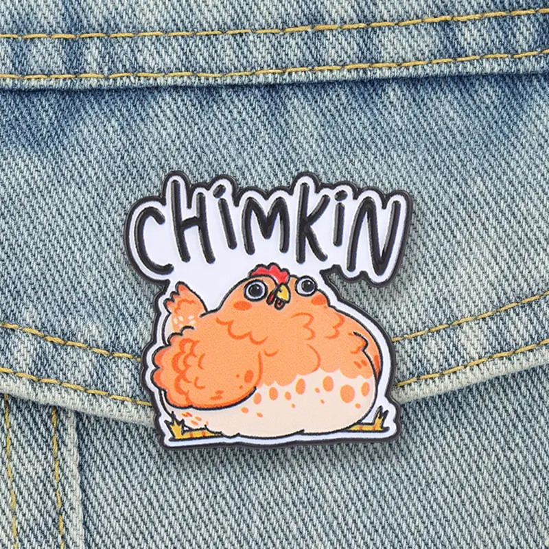 Chimkin Misspelled Chicken Emaille-Anstecknadeln, niedliche, mollige Hühner-Broschen, Anstecknadel, Cartoon-Schmuck, Accessoire, Geschenke für Freunde