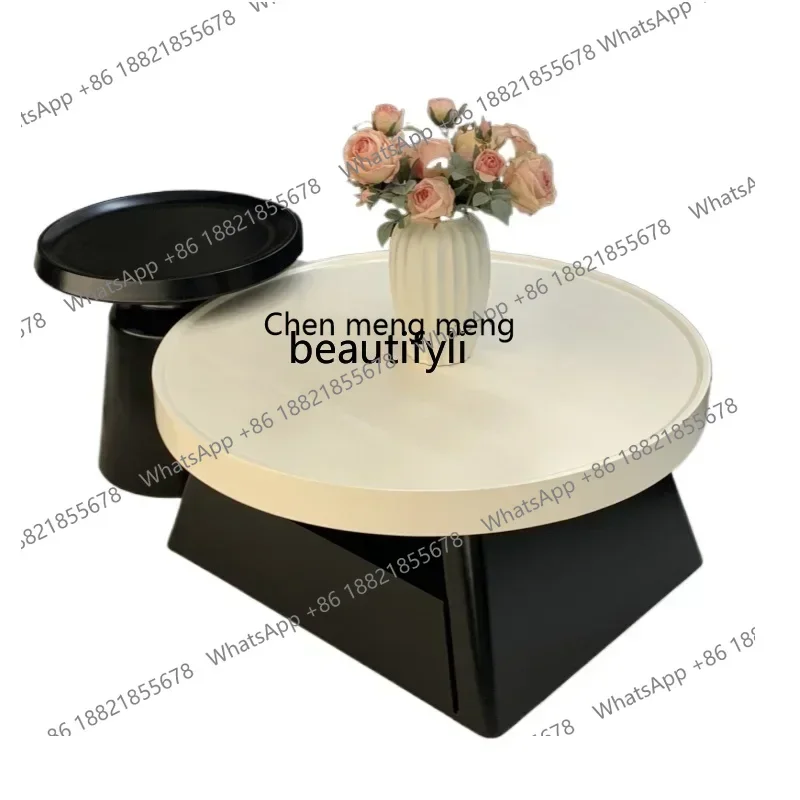 SS ss7486 black and white coffee table living room for home use, French cream style minimalist small apartment light luxury high