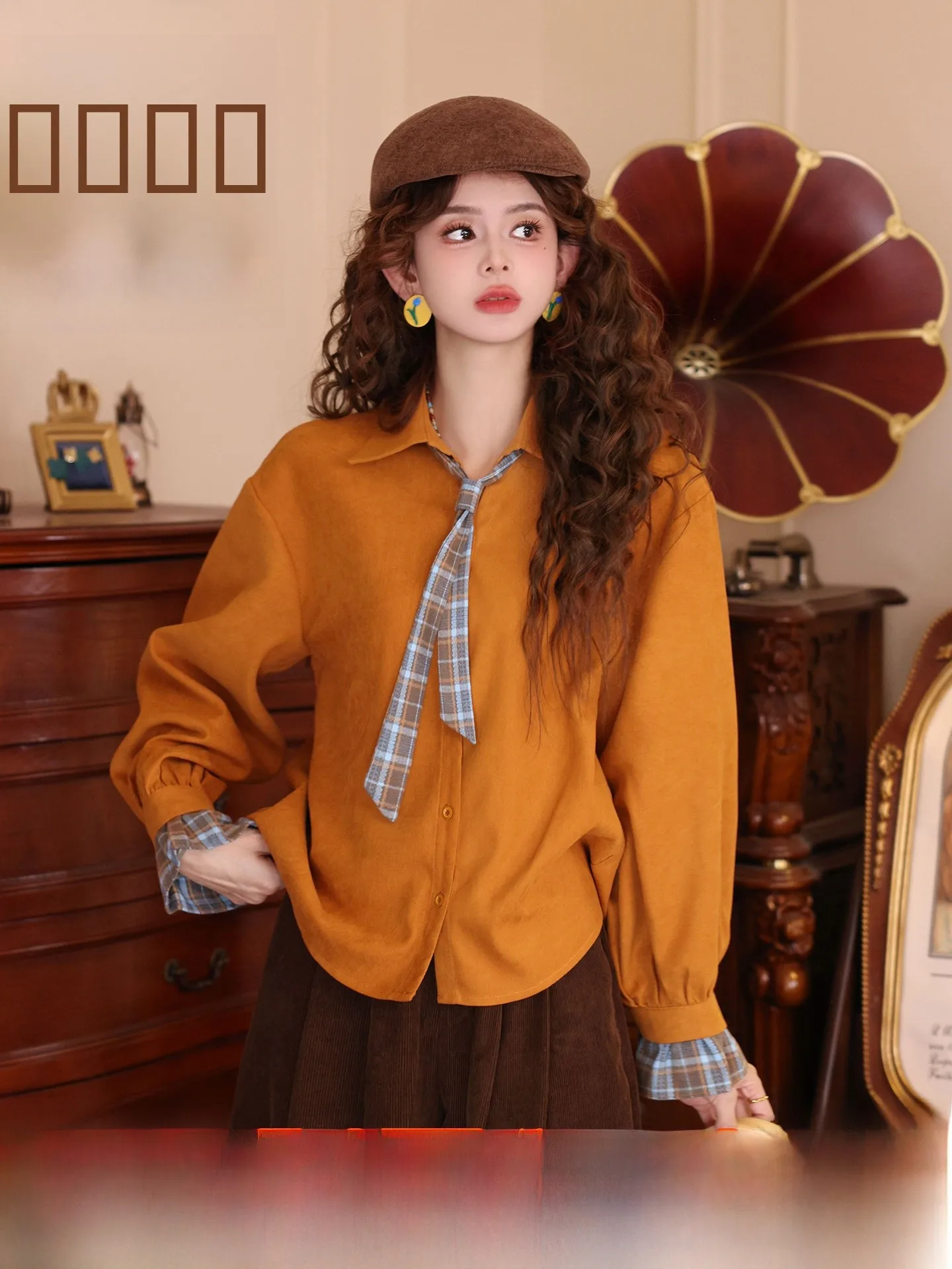

Chen Jiajie Golden Osmanthus Autumn Long Sve irt Women's Sle 2025 New Ele Unique Beautiful Autumn Winter Top