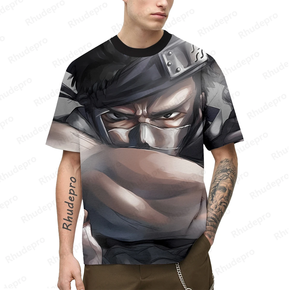 Naruto camiseta de manga curta masculina e feminina, top redondo casual estampado em 3D, venda quente, novo