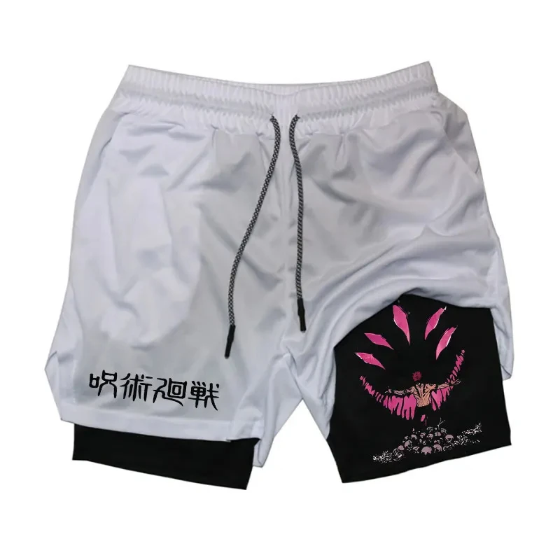 

Anime Fitness Shorts 2-in-1 Double Layer Men's Exercise Jogging Sportswear Training Sports Shorts Summer Performance Shorts