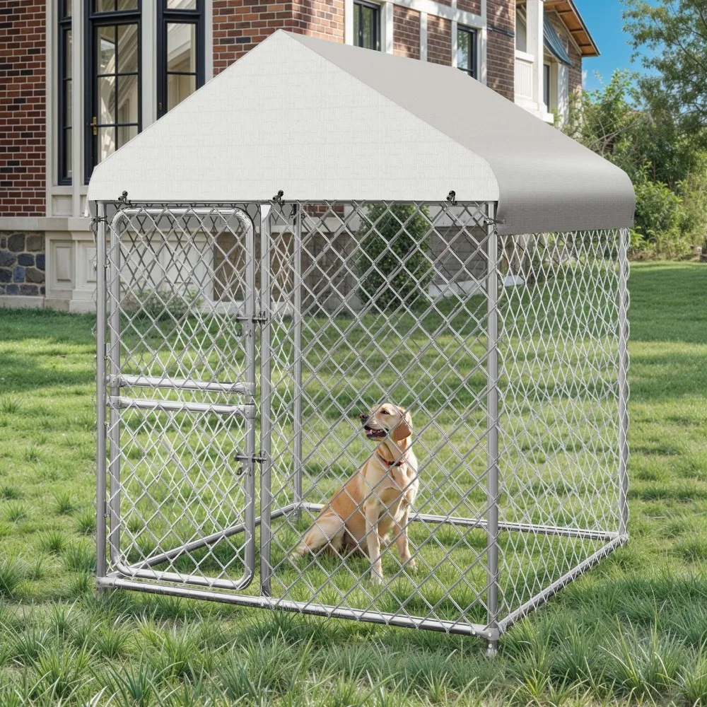 

4.03×4.03×5.4FT Pet House Dog Run Enclosure w/UV-Resistant Waterproof Roof Cover