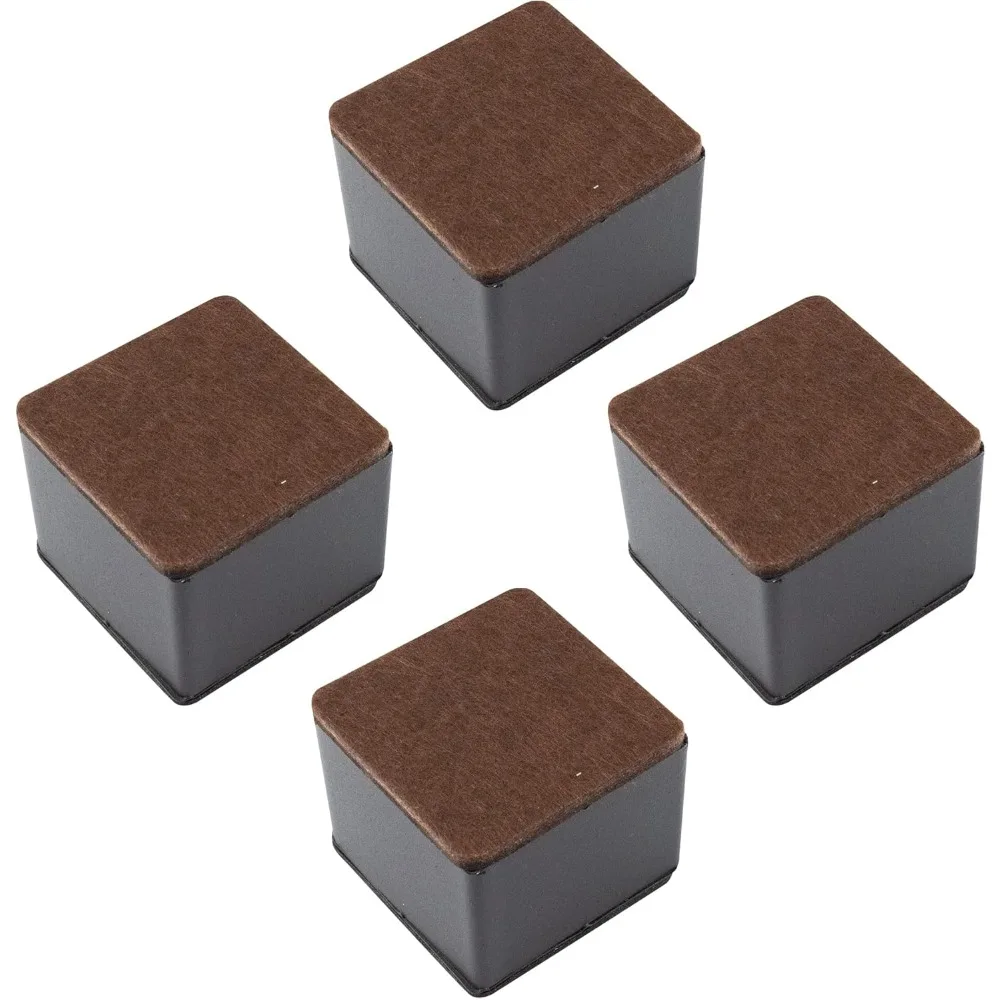 

2 Inch Self-Adhesive Furniture Riser, Square Carbon Steel Bed Table Sofa Lift Heavy Duty Bed Riser, Adds 2 Inch Height with Felt