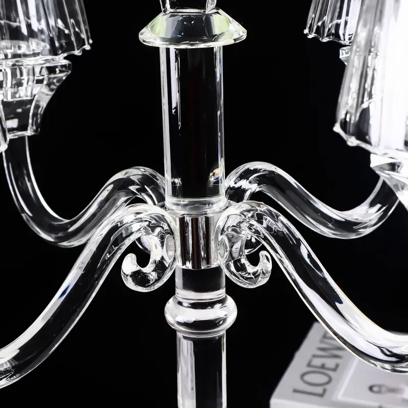 Elegant 5 Arm Crystal Candelabra Glass Candle Holder for Wedding Table Centerpiece Home Decor Vintage Style Ornament Luxury