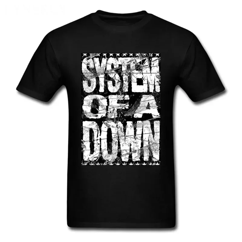 2024 SYSTEM OF A DOWN Men T Shirt Letter Print Vintage Punk Short Sleeve T-shirts Black White Customized Top Tees