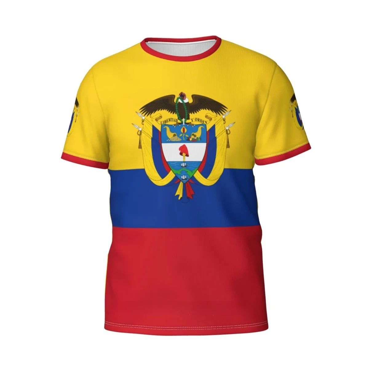 Colombia Flag Mens T Shirt Printed Colombian National Emblem Football T-shirts Round Neck 2024 Summer Casual Short-sleeved Tops