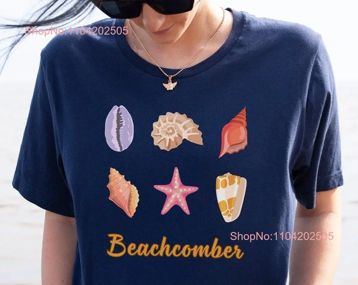 Seashell t shirt Beachcomber Summer Beach Vintage long or short sleeves