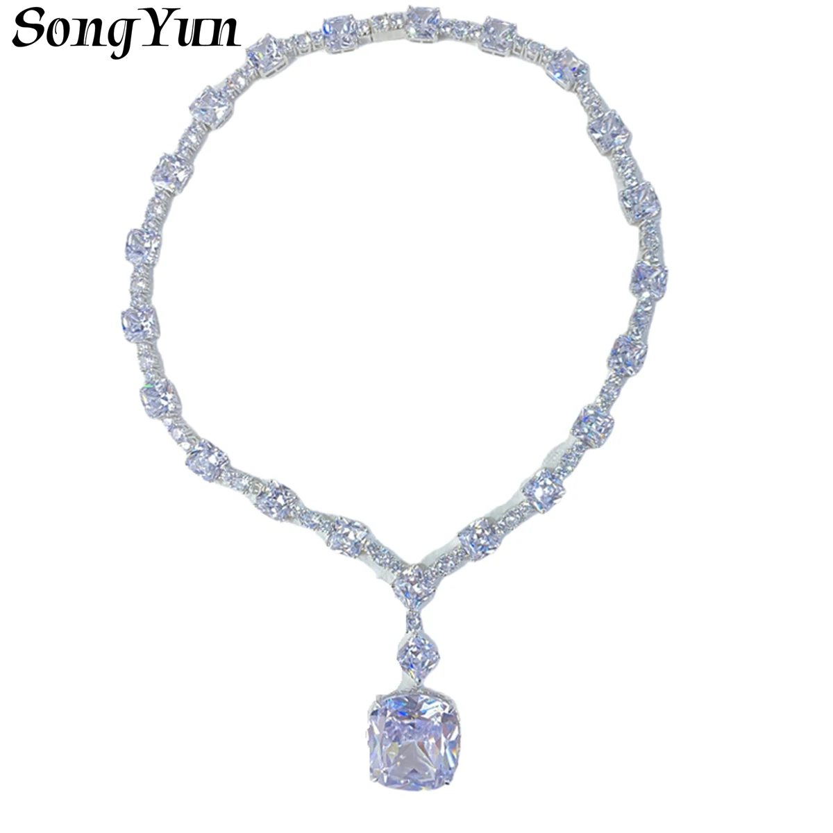 

SY Luxury Jewelry 925 Silver Fashion Assorted Socialite Style Dinner Ladies With Yellow Diamond Collarbone Chain