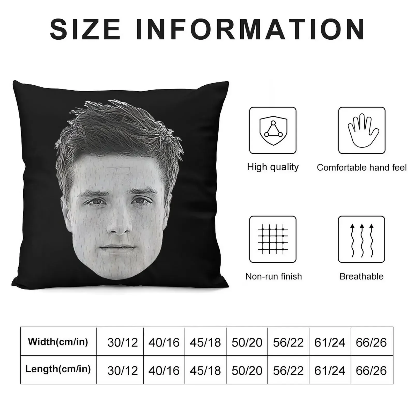 Josh Hutcherson's Face Engraved on a Wooden Spoon Throw Pillow Decorative pillow case Pillow Decor Ornamental