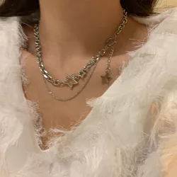 Star Shaped Necklace Y2k Choker Tassel Metal Pendant Fashion Girls Clavicle Chain Kpop Punk Style Neck Jewelry Gifts For Women