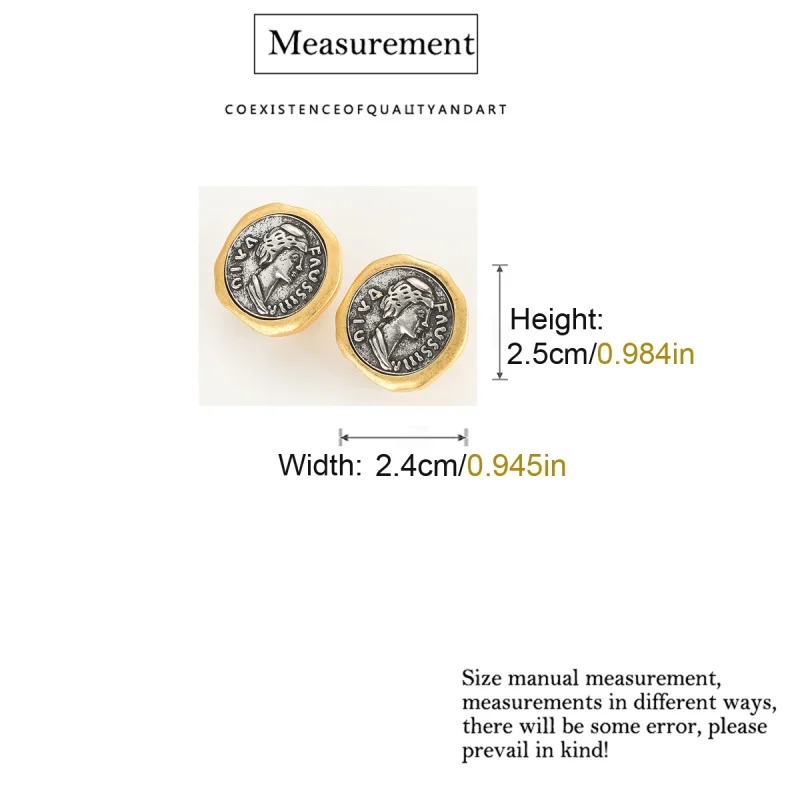 Vintage Beauty Coin Old Money Stud Earring For Women 2025 Gold Color Antique Luxury Jewelry Designers High Quality Daily Wear