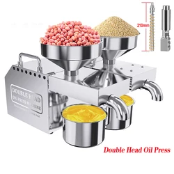 B02 New Commercial Double Head Oil Press Stainless Steel High Extraction Rate Press Flaxseed Sunflower Seed Coconut Meat