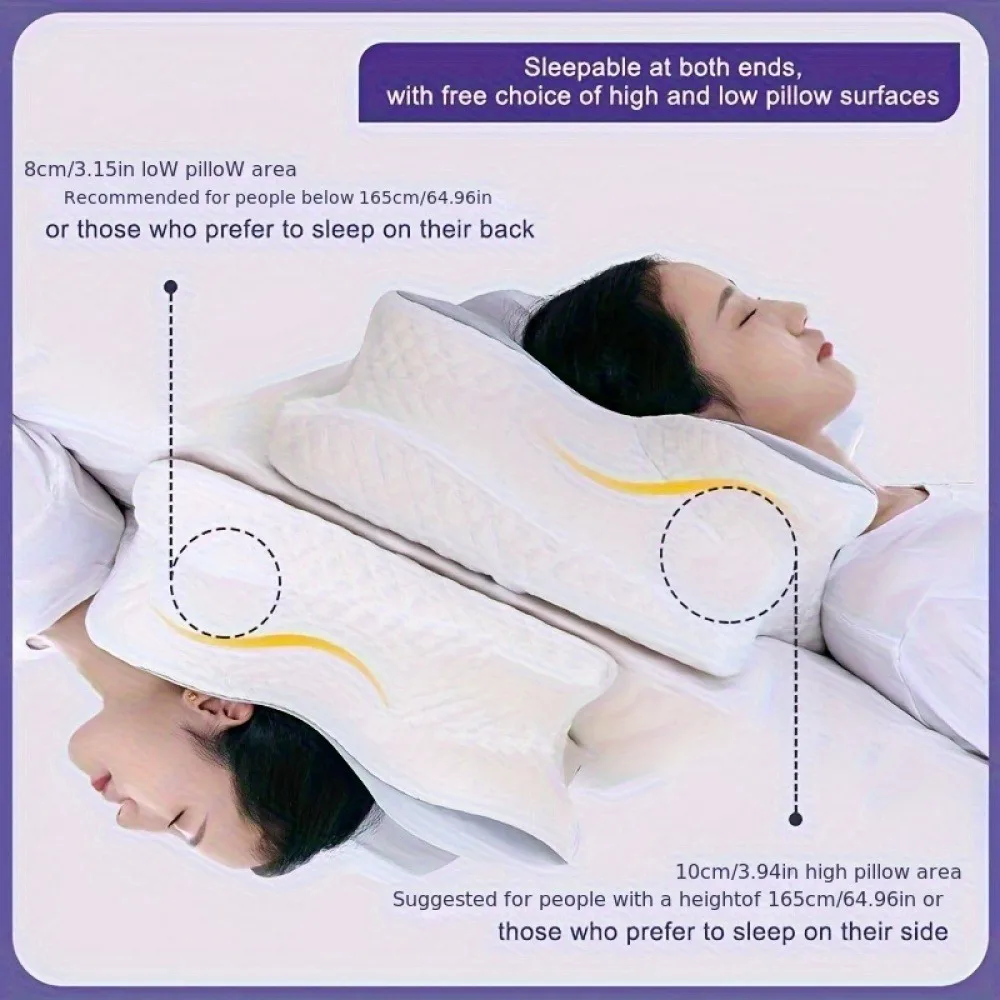 Ergonomic Orthopedic Cervical Neck Pillow Memory Foam Sleeping Support for Side Back Stomach Sleepers Contour Pillow