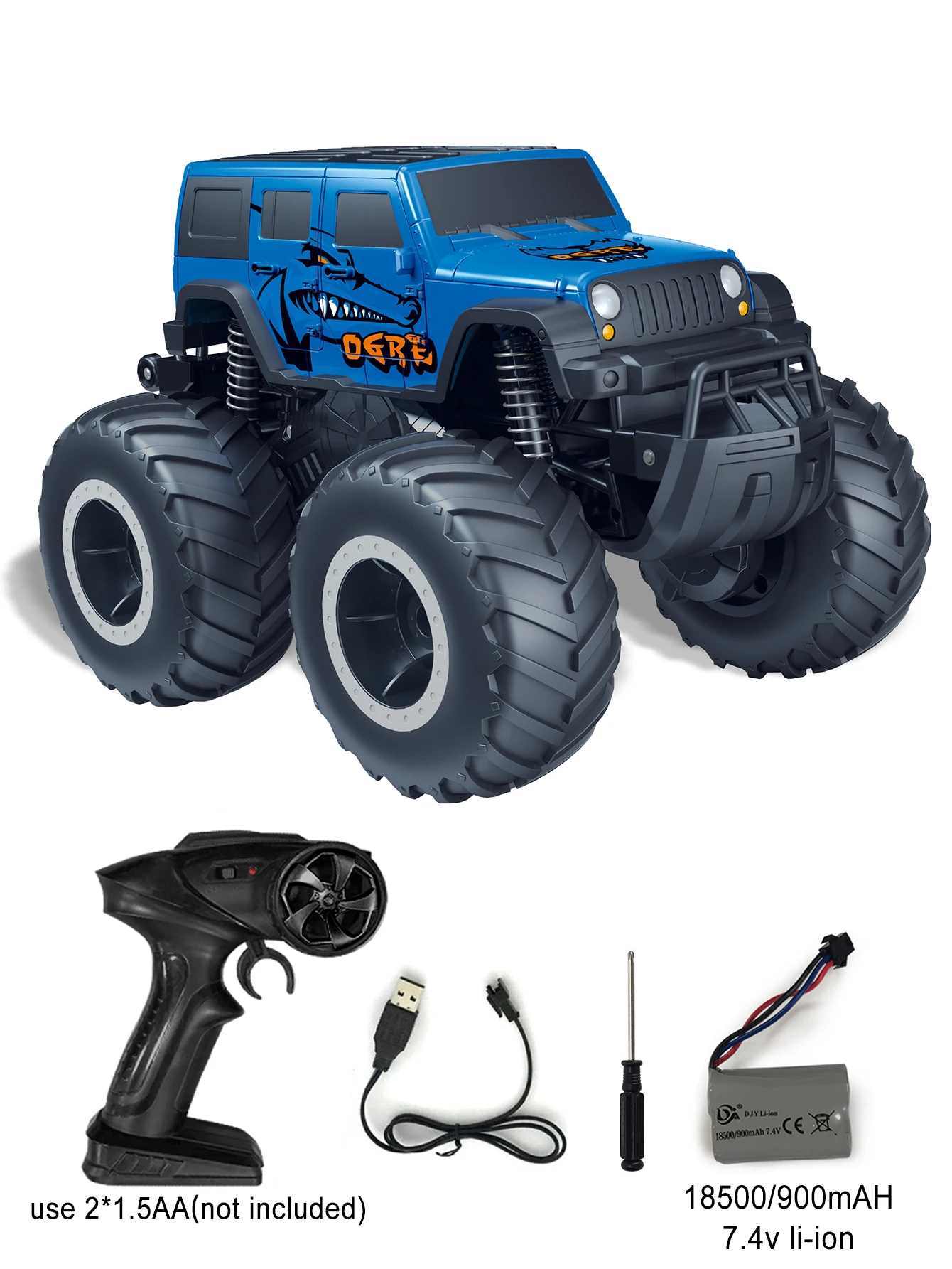 1: 16 blue pickup truck toy remote control car truck toy remote control car body waterproof suitable for all terrains 4WD