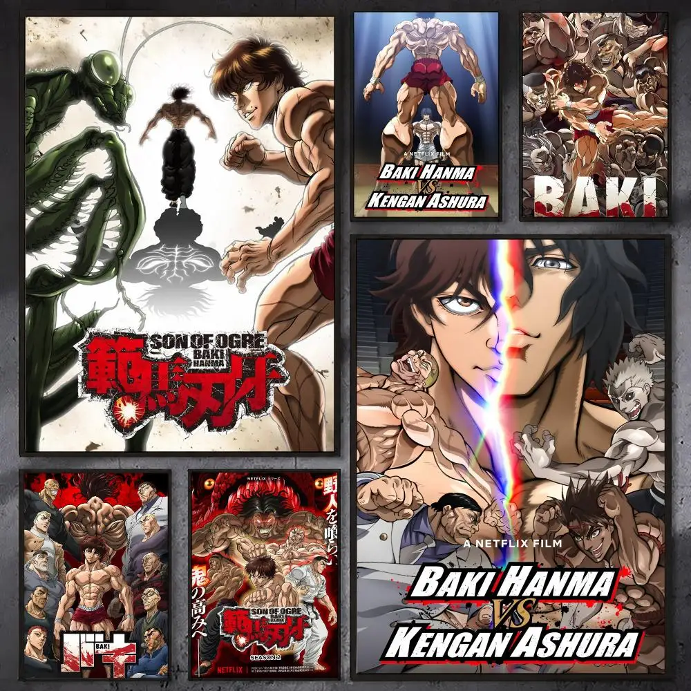 Japan Anime Manga B-Baki The Grappler Poster Waterproof Sticky Wall Art Print For Bedroom Living Room Hallway Bar Home Decor