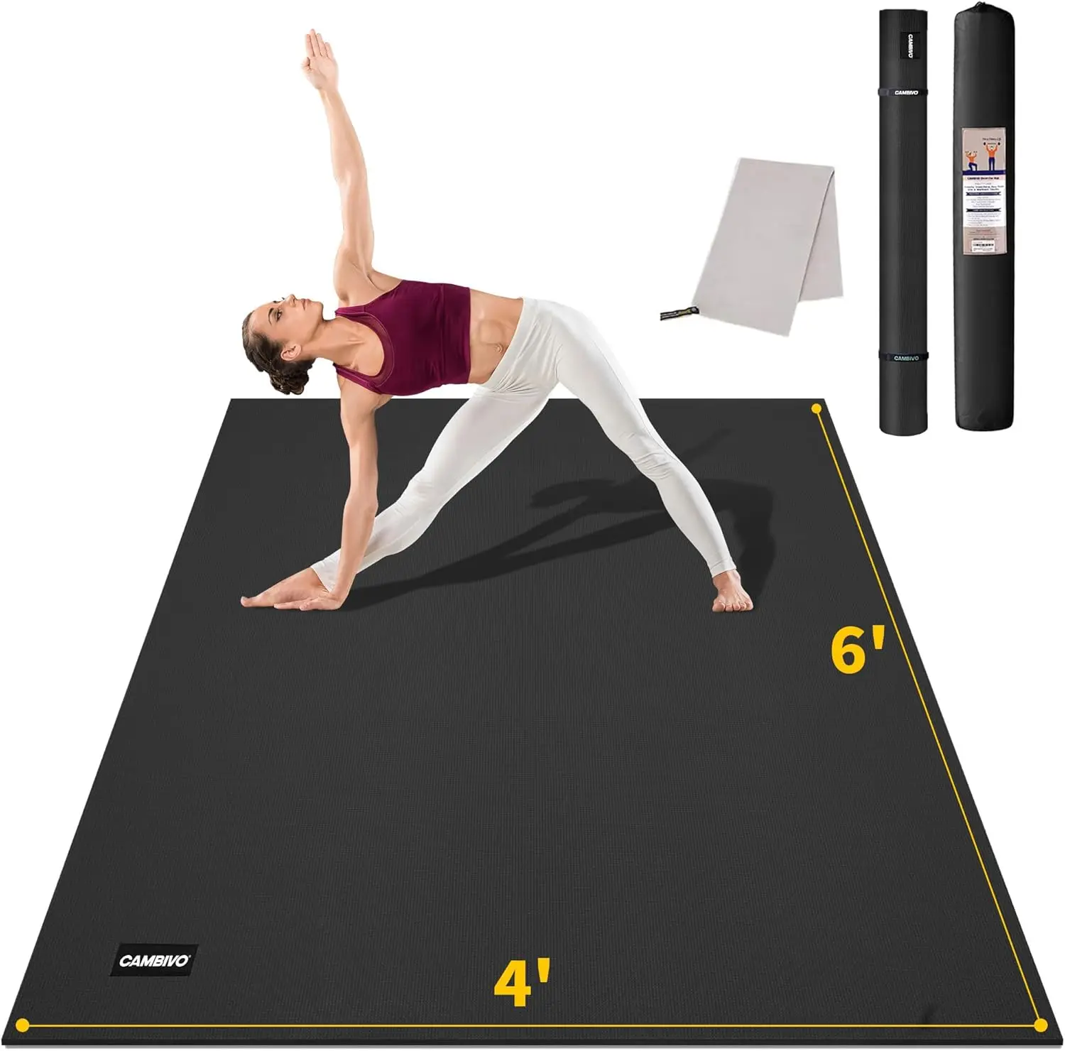 

Extra Long Yoga Mat 72x48in, Non Slip Large Exercise Mat for Women Men, Thick Cushion Workout Mat for Pilates Fitness Home Gym