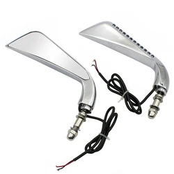 Motorcycle Rearview Side Mirrors with LED Flowing Water Blinker Turn Signals Lights Indicator For Harley Road King Street Glide